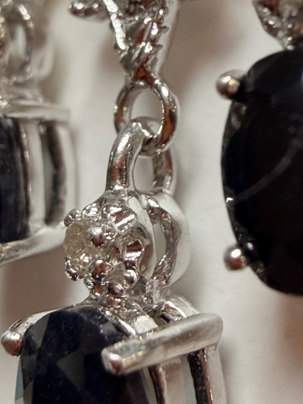 4.40 CTW Sapphire & Diamond Sterling Silver Chandelier Earrings - Picture 7 of 15